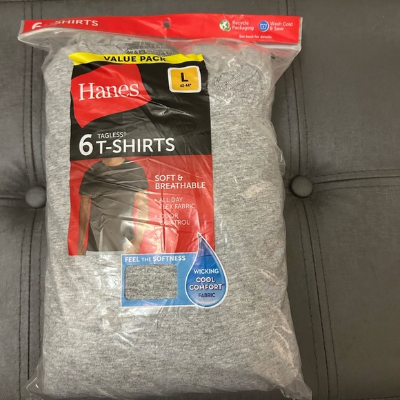 Hanes Gray Tagless T-Shirts Value Pack - Picture 1 of 2